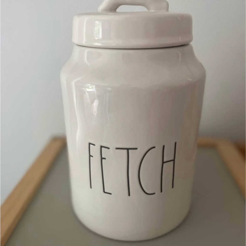 Rae Dunn White Ceramic 'Fetch' Canister